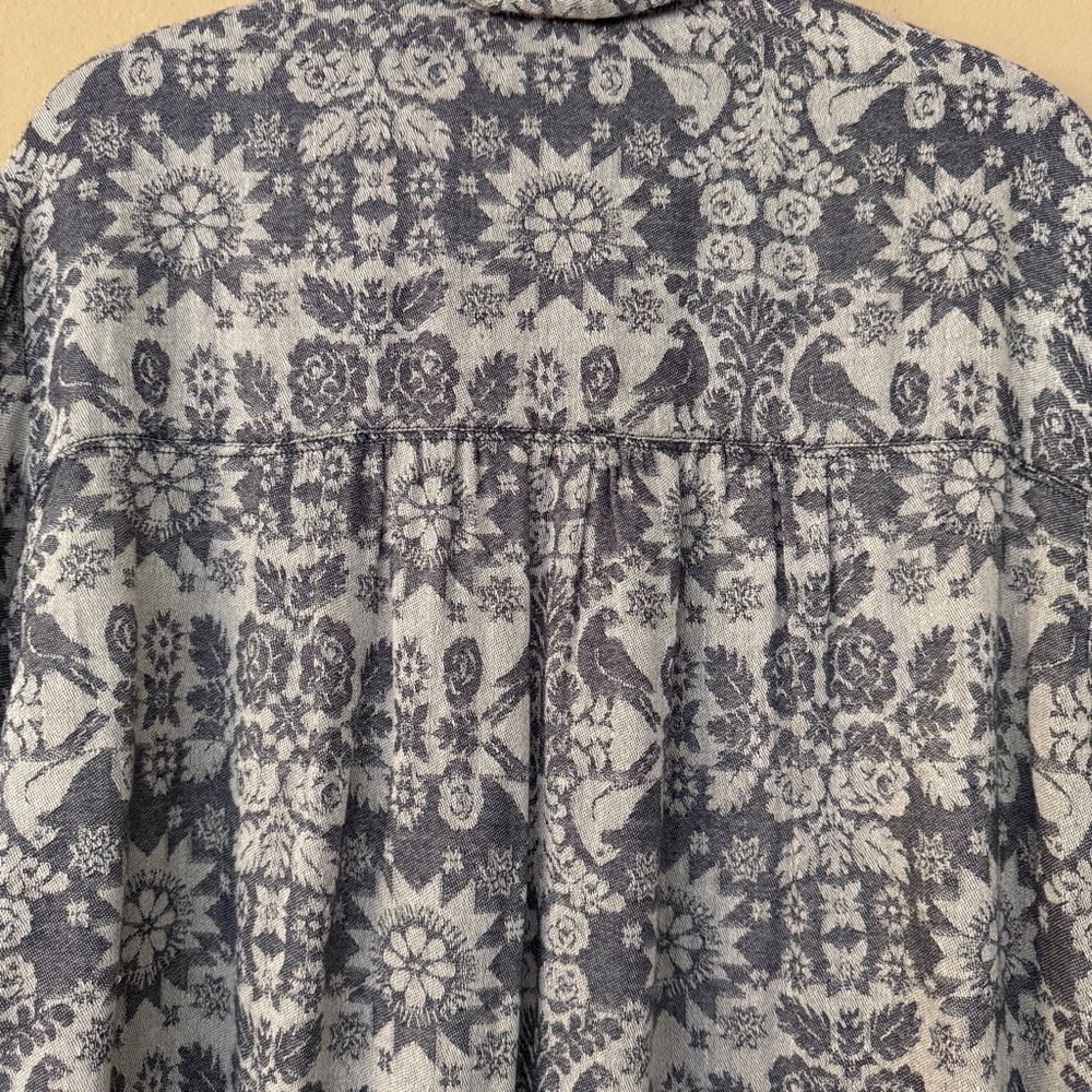 NWT Anthropologie Pilcro Floral Button Down Shirt Wool Viscose Blend Gray Size M - Picture 7 of 10